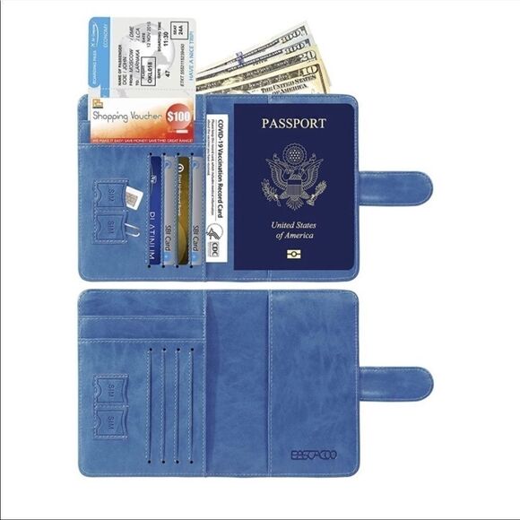 New Passport Holder Cover Wallet RFID Blocking Leather - Picture 2 of 7